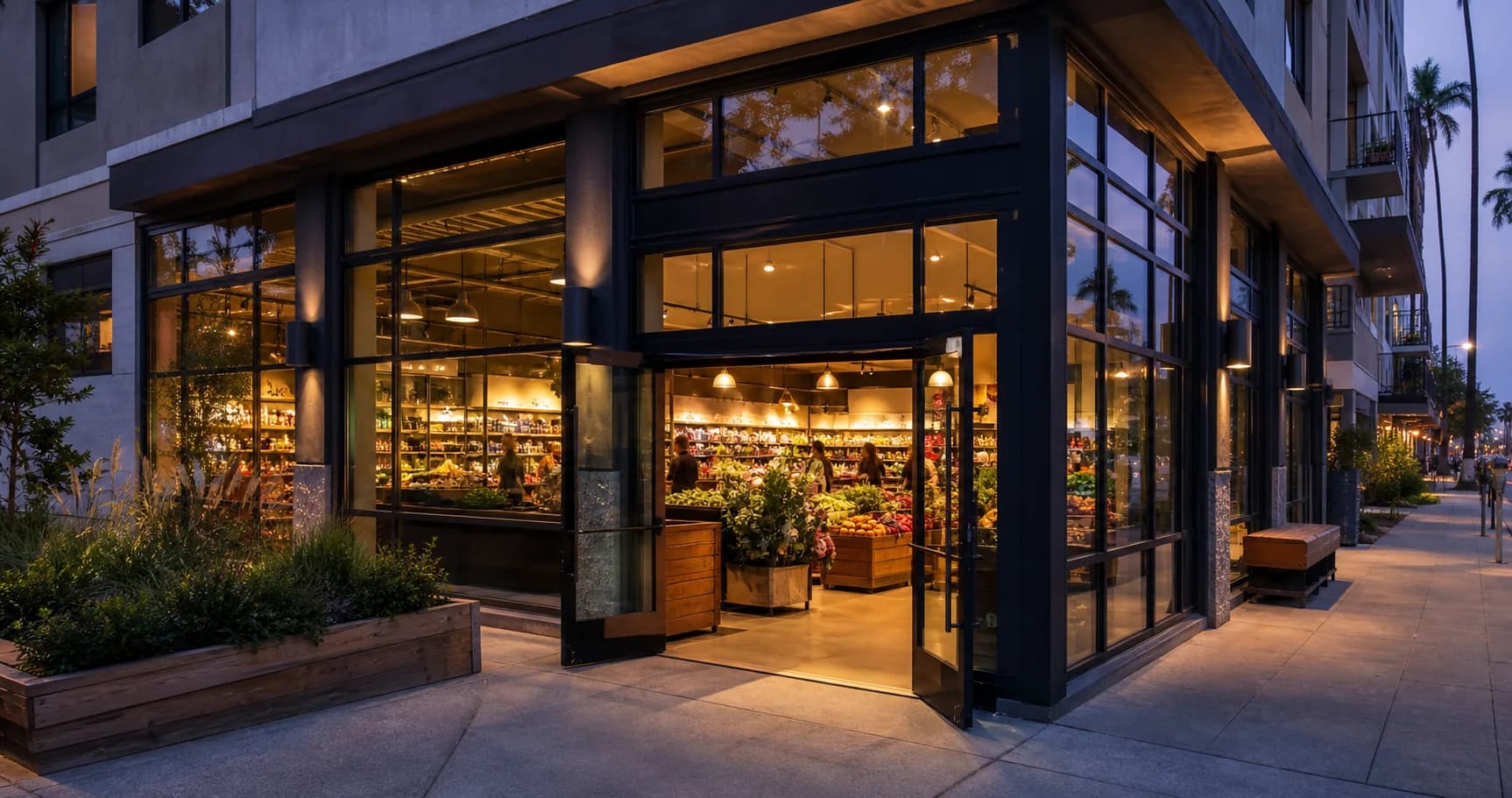 Fictional retail & markets environment used for Code 4 art direction